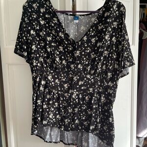 Old Navy Black Floral Blouse